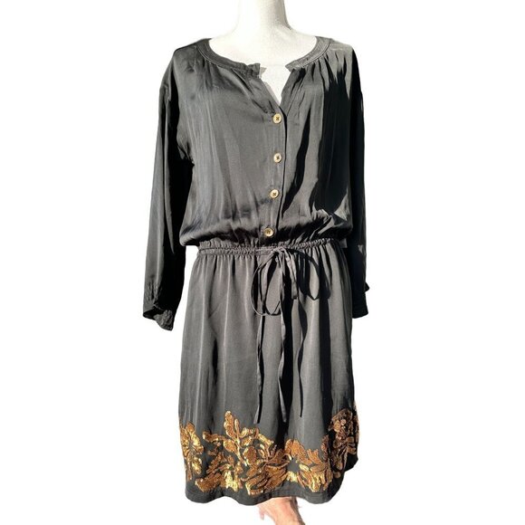Robbi & Nikki Dress Black With Gold Sequin at the bottom Lined New $365 - Picture 4 of 13